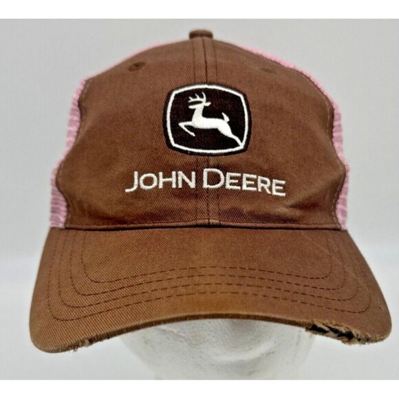 John Deere Pink Brown Ball Cap Trucker Hat Snapback Adjustable - Picture 1 of 9
